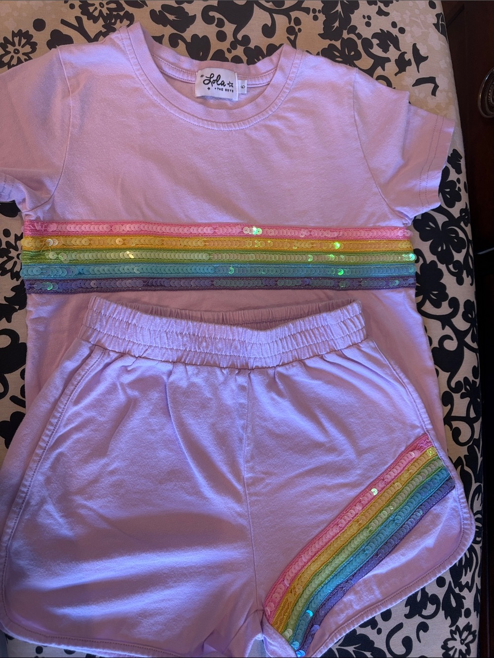 Lola + The Boys Lilac Sequin Rainbow Short Set